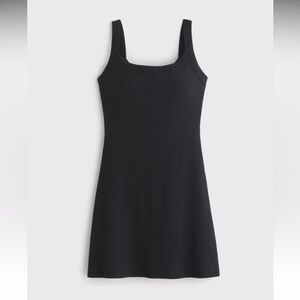 Abercrombie Bra-Free Essential 90s Rib Mini Dress Black